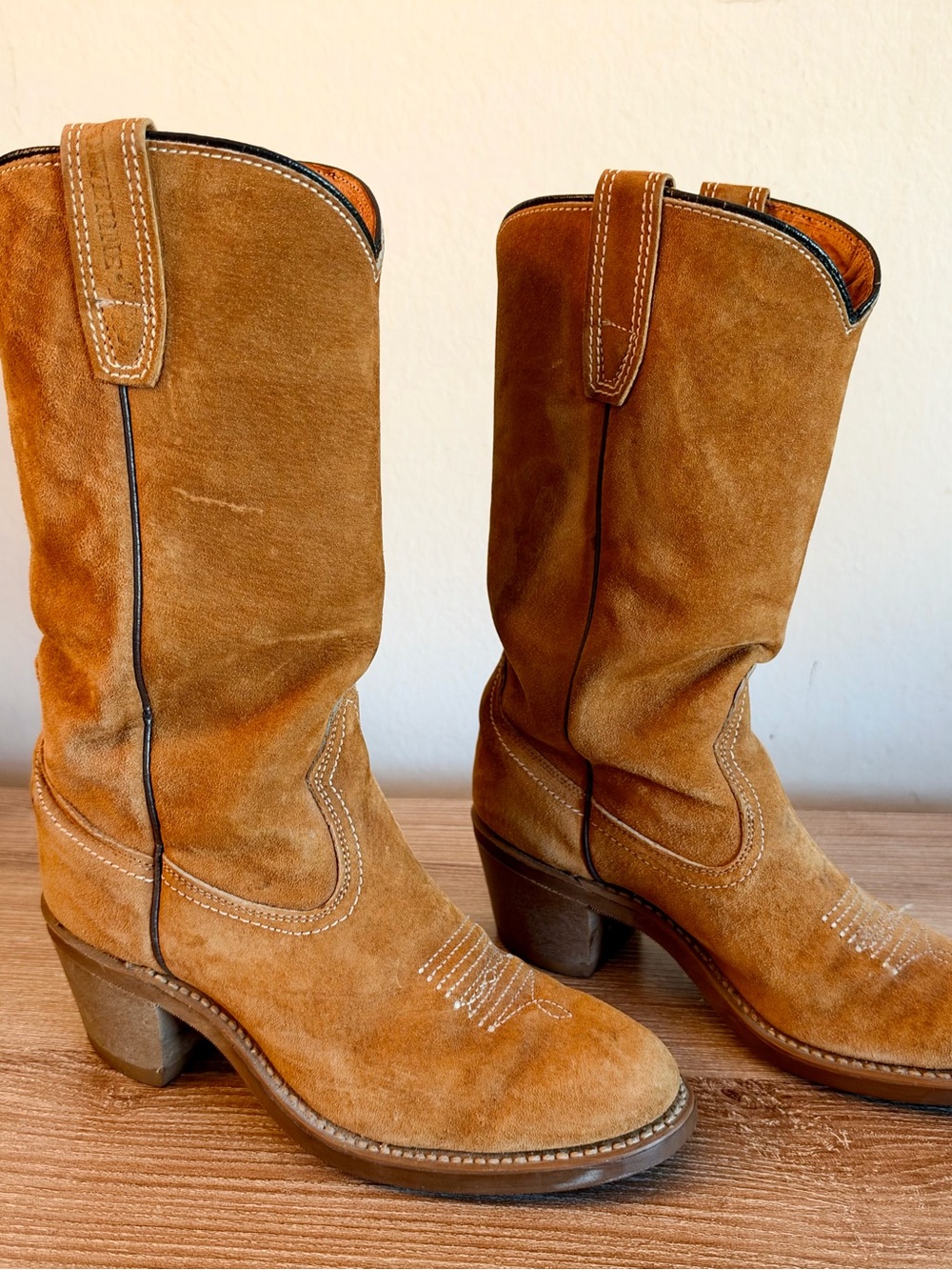 Vintage 1979 Wolverine Pigskin Suede Mens Cowboy Western Boots